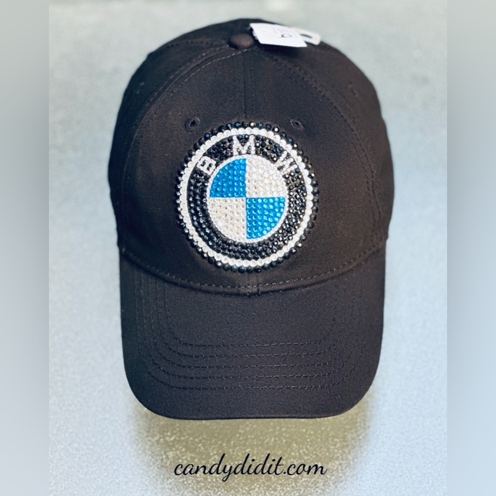 NWT Candy Did It! Handmade One Of A Kind BMW Black Crystal Logo Ball Cap